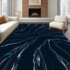 Dark Blue Swirl Organic Abstraction Rug