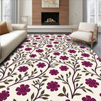 Floral Vines Pattern With Purple Flowers Rug
