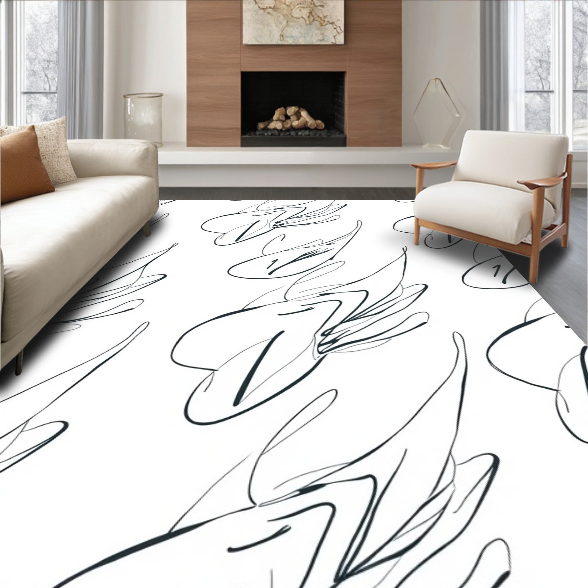 Abstract Fluid Lines Pattern Rug