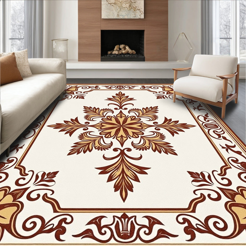 Elegant Floral And Scroll Medallion Design Rug