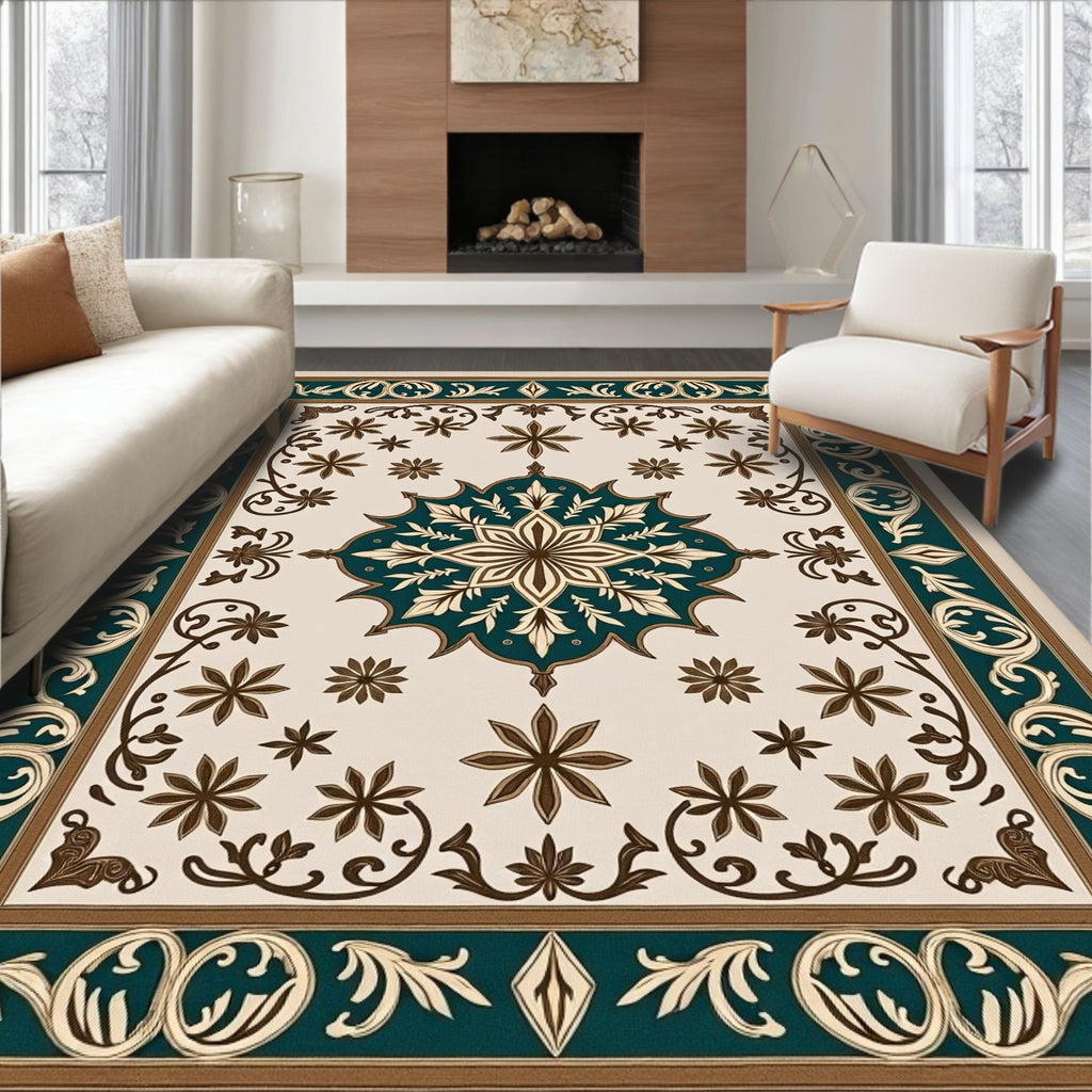 Classic Floral Medallion Border Rug