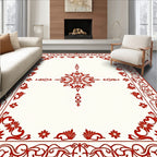Red Floral Bordered Elegant Design Rug