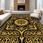 Golden Floral Medallion Patterned Rug