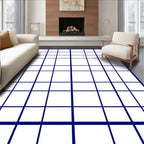 Modern Blue Grid Pattern Rug