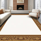Ornate Gold Leaf Classic Border Rug