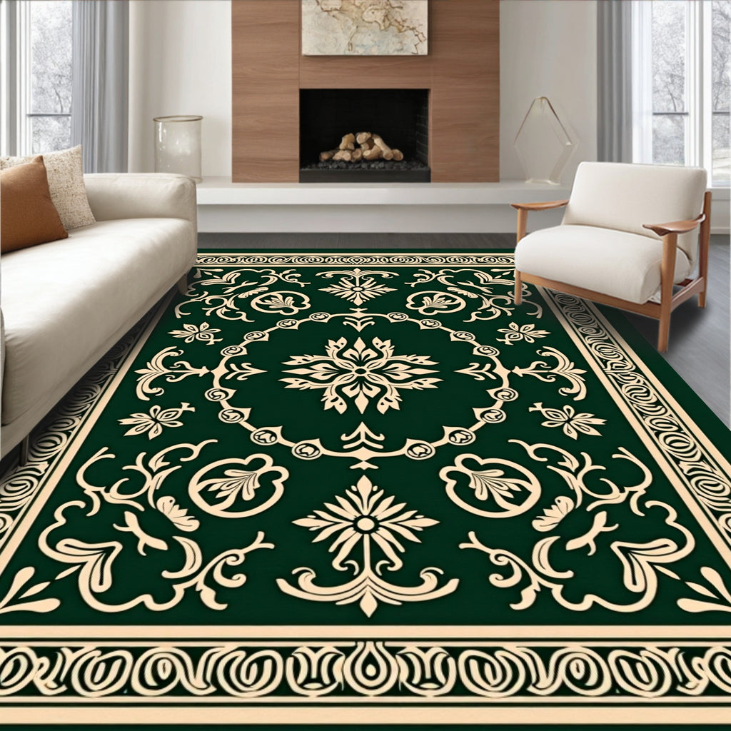 Elegant Floral Bordered Traditional Pattern Rug