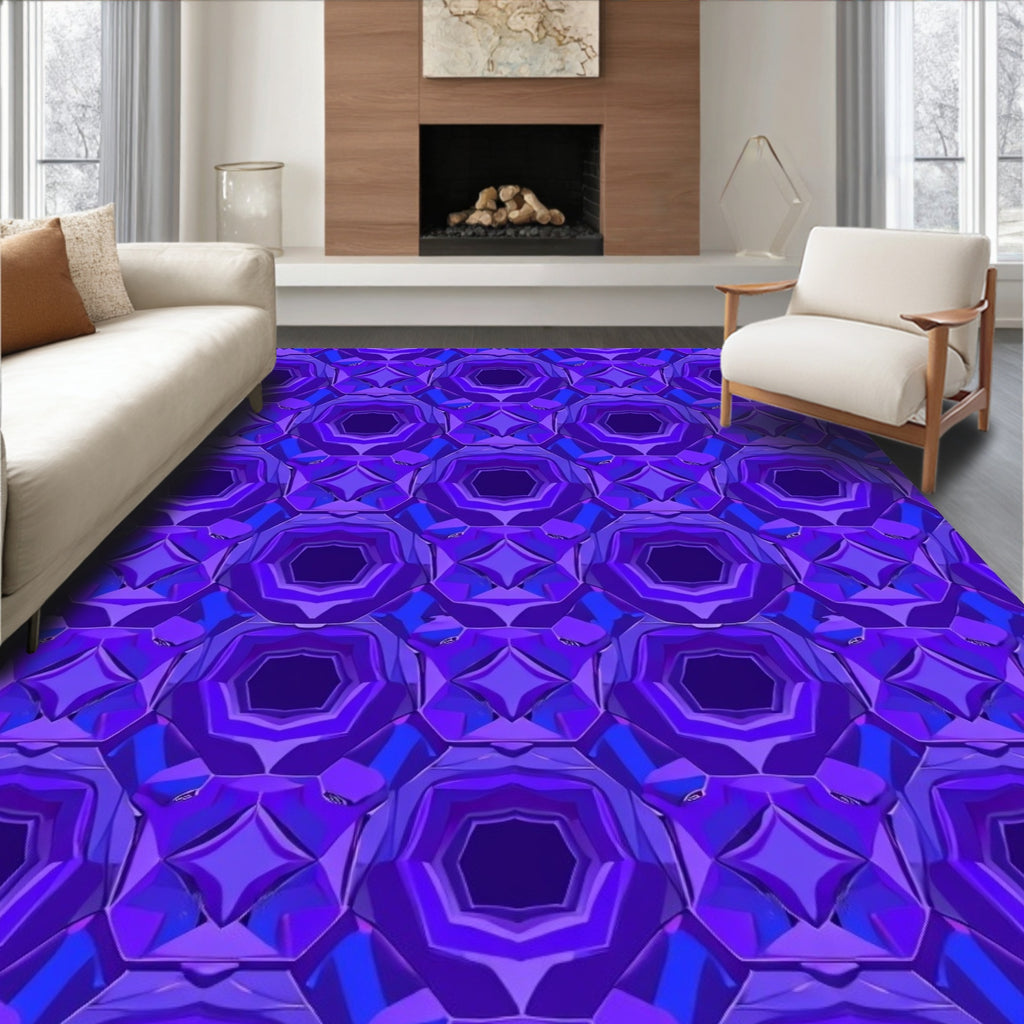 Geometric Crystal Blue Purple Pattern Rug