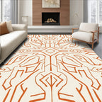 Abstract Orange Branches Patterned Rug