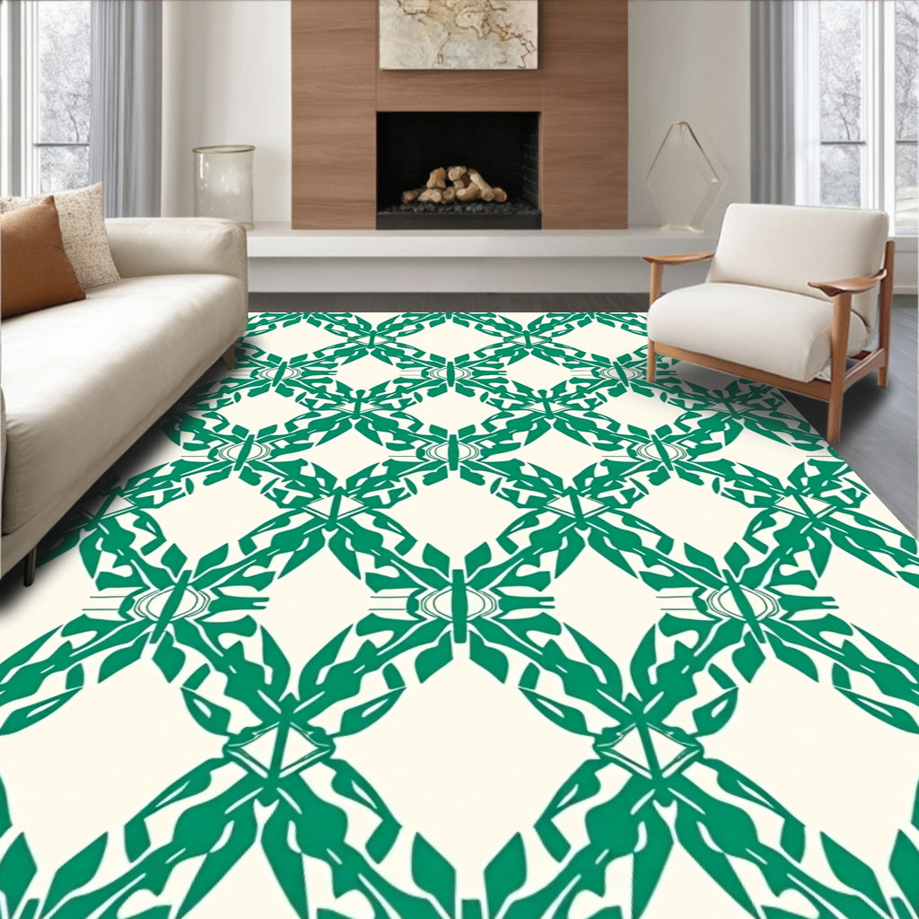 Emerald Diamond Lattice Pattern Rug