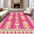 Cream Floral Design on Hot Pink Rug