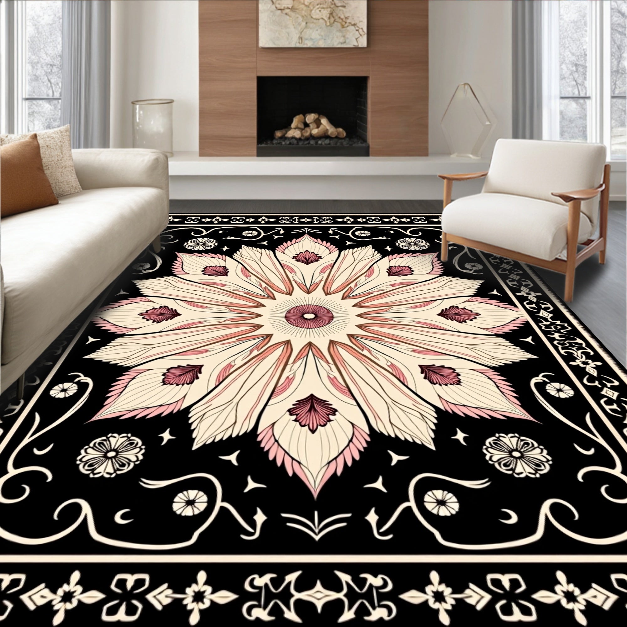 Elegant Floral Mandala Design Rug