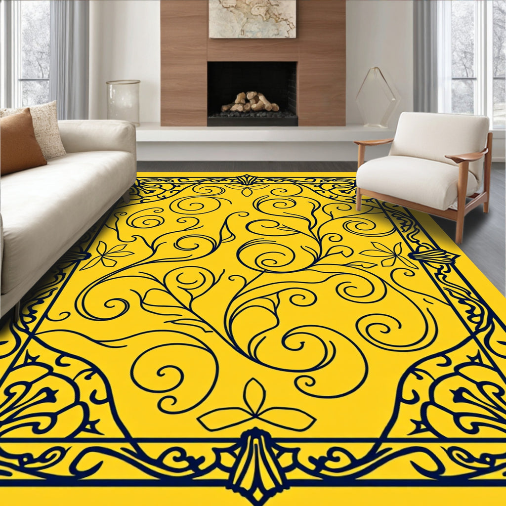 Ornate Floral Swirl Pattern Rug