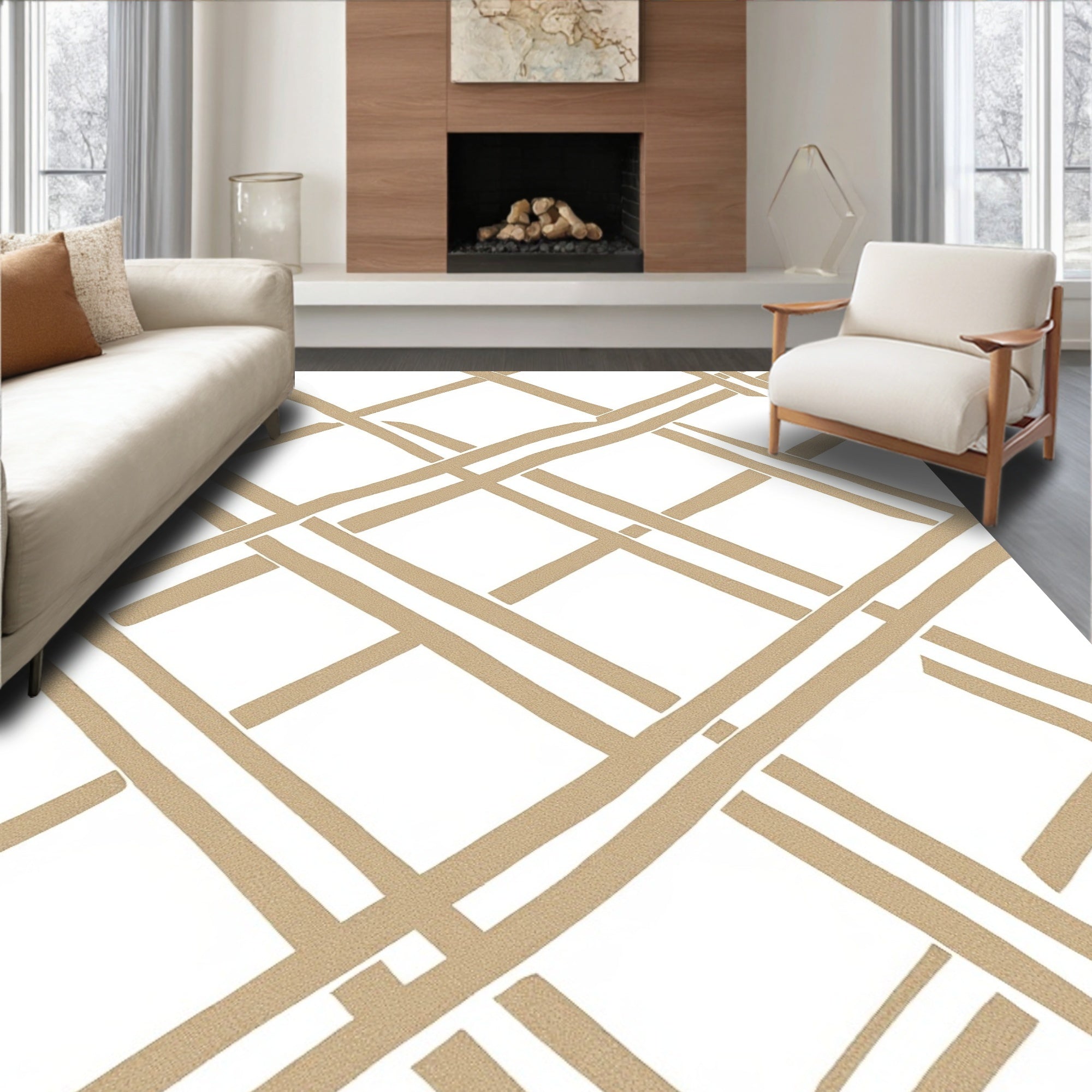 Chic Intersecting Lines Pattern Rug