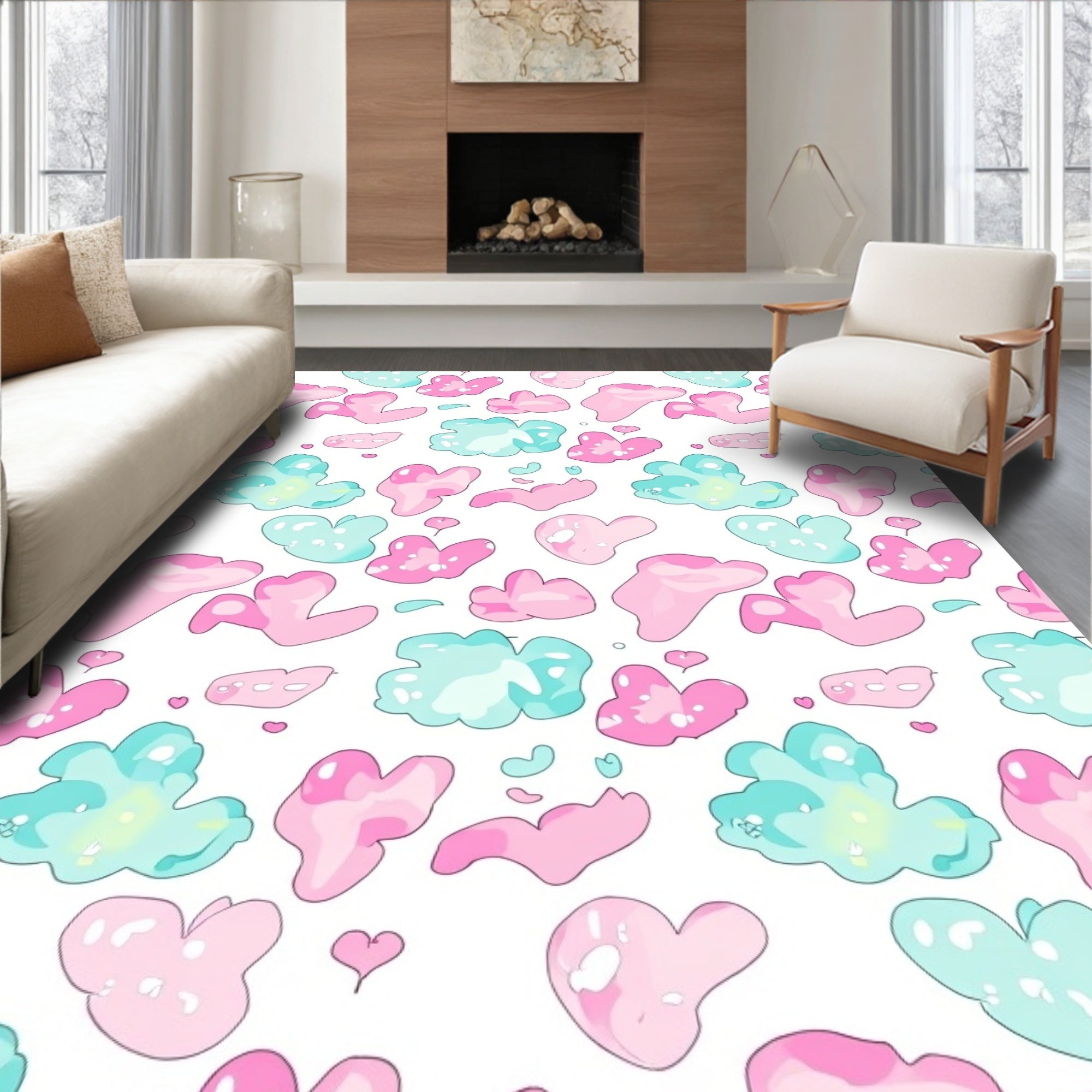 Sweet Pastel Paint Splatter Pattern Rug