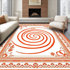 Bold Orange Swirl Scroll Pattern Rug