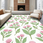 Pastel Pink Flowers Scattered Pattern Rug