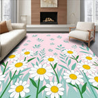 Daisies with Green Leaves Pattern Rug