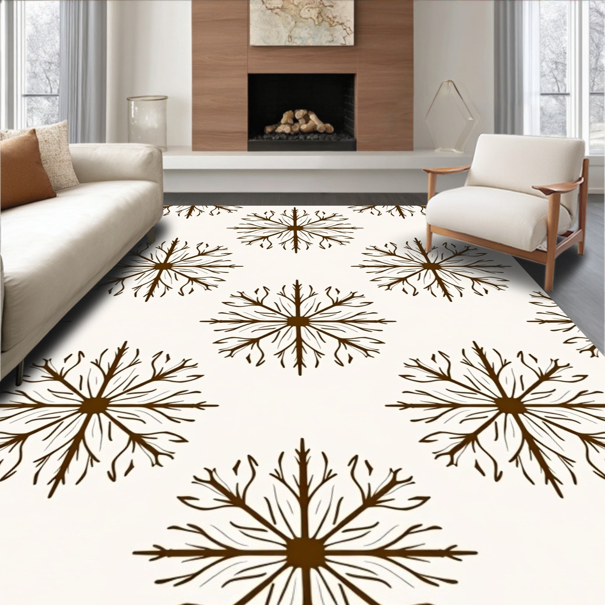 Natural Branch 7 Snowflake Pattern Rug