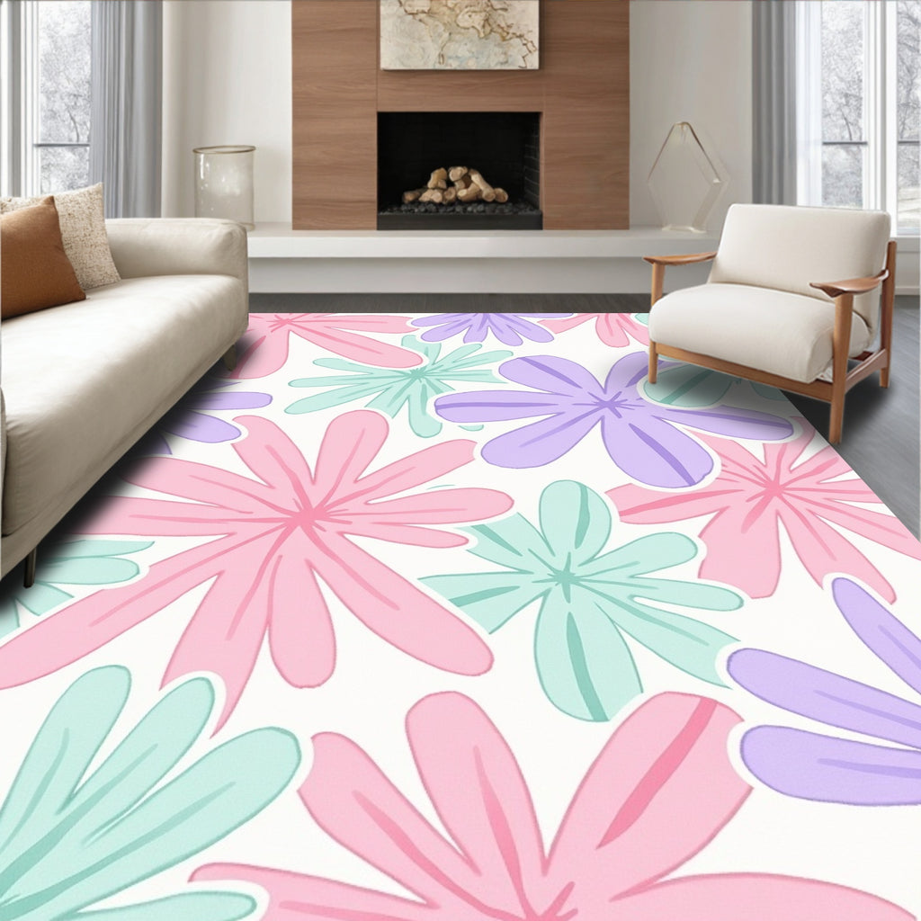 Pastel Floral Pattern Design Rug