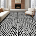 Monochrome Bold Diagonal Stripe Pattern Rug