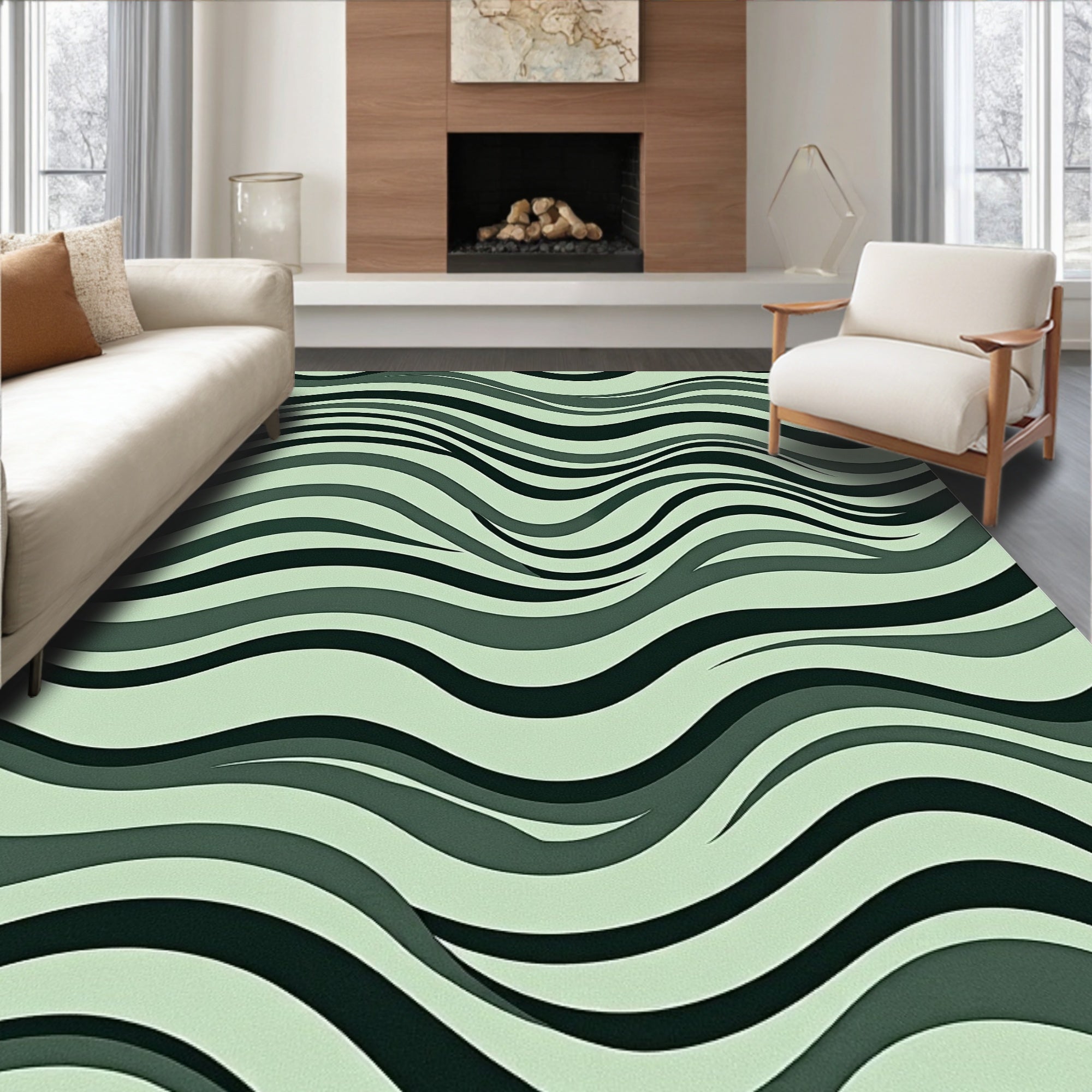 Serpentine Waves Abstract Pattern Rug