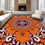 Bold Intricate Orange Floral Mandalas Rug