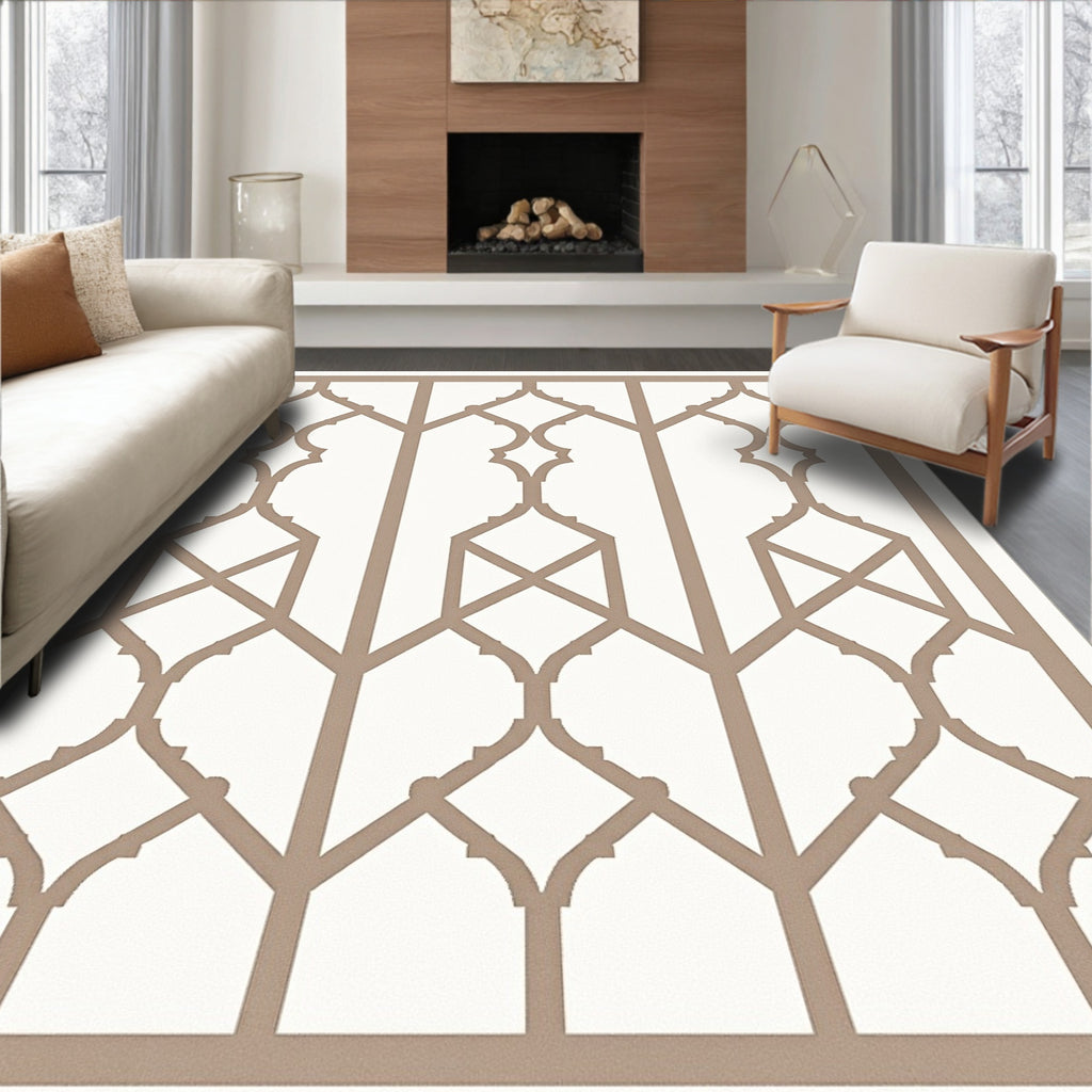 Neutral Toned Geometric Lattice Rug