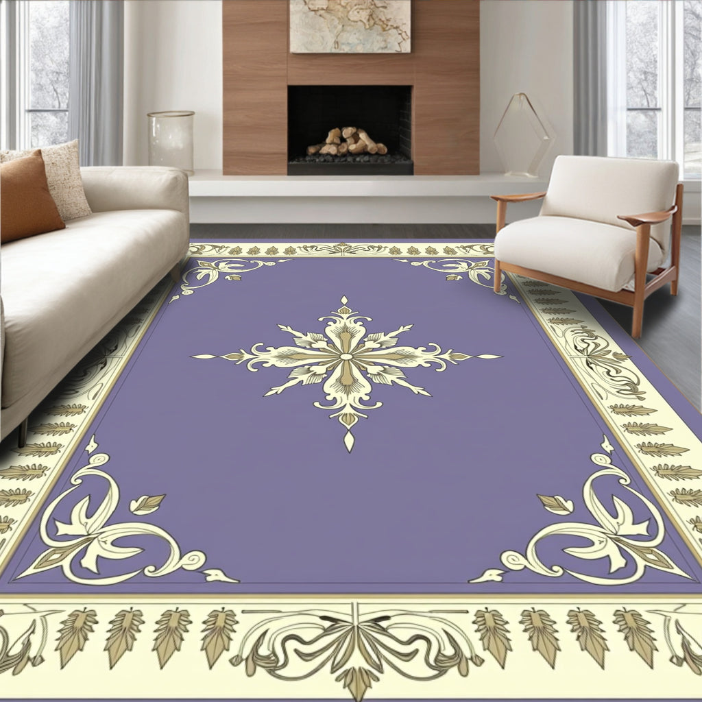 Ornate Floral Scroll Patterned Rug