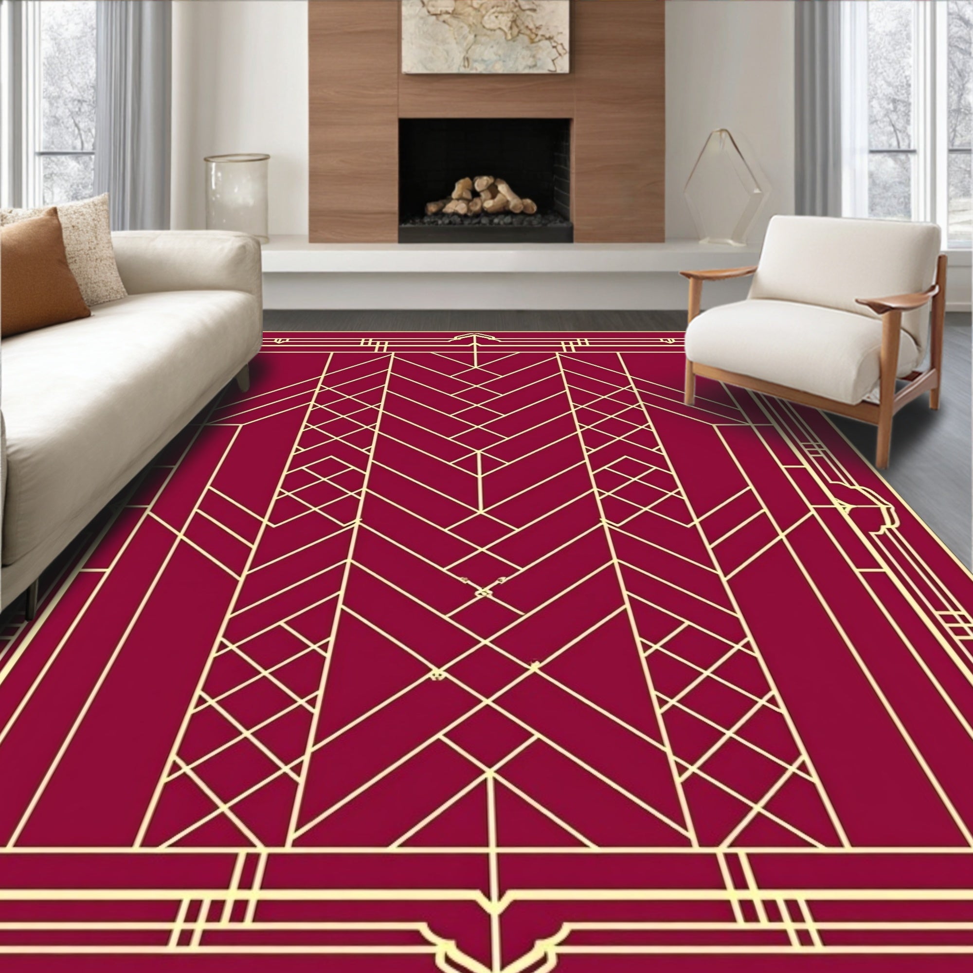 Art Deco Geometric Pattern Rug