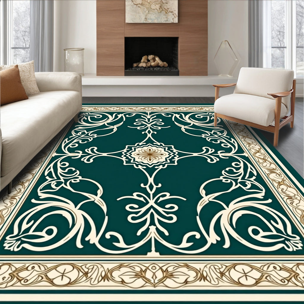 Elegant Floral Swirls Inlaid Pattern Rug