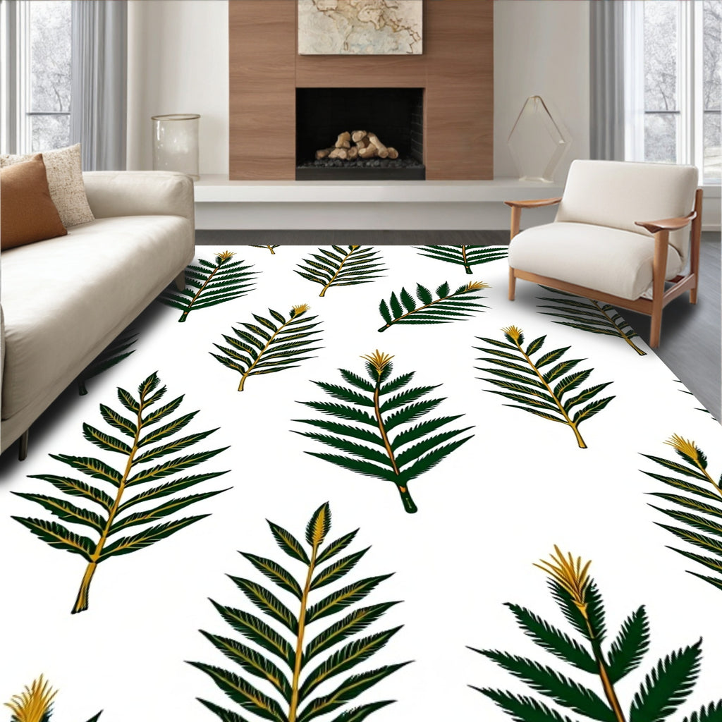 Dark Green Fern Frond Scatter Rug