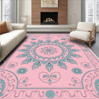 Pink Floral Mandala Art Rug