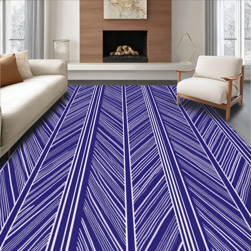 Indigo Chevron Stripe Pattern Rug