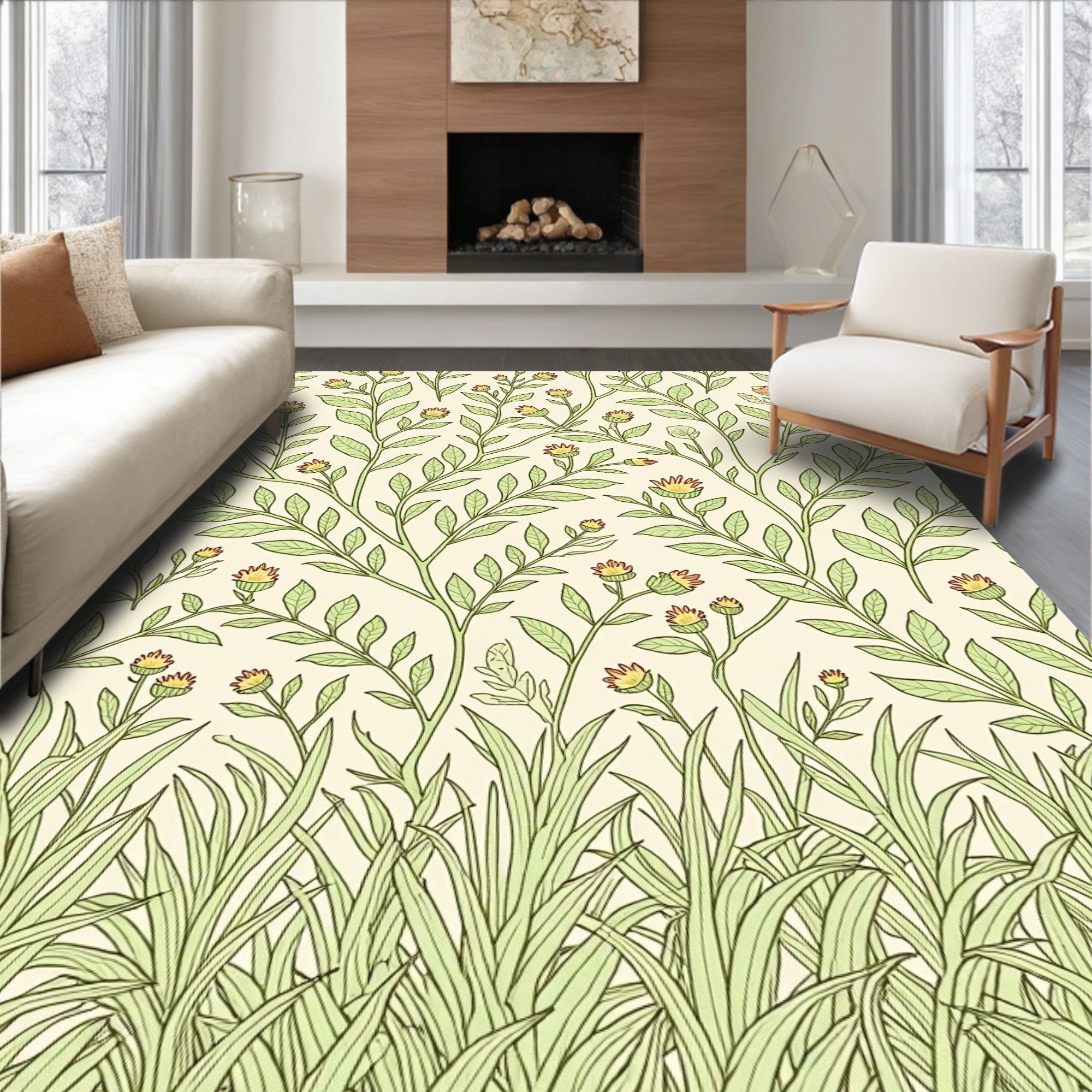 Botanical Garden Floral Pattern Rug