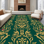 Ornate Floral Scrollwork With Pink Accents Rug