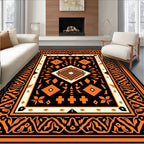 Bold Orange Geometric Tribal Pattern Rug