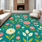 Retro Floral Garden Pattern Design Rug