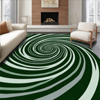 Green White Swirl Optical Rug