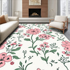 Sweet Pink Floral Botanical Motif Rug