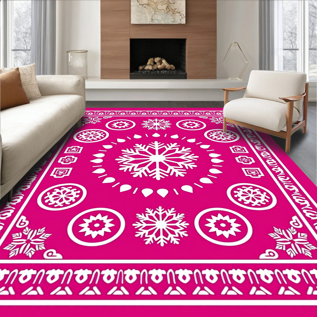 Geometric Snowflake Mandala Design Rug