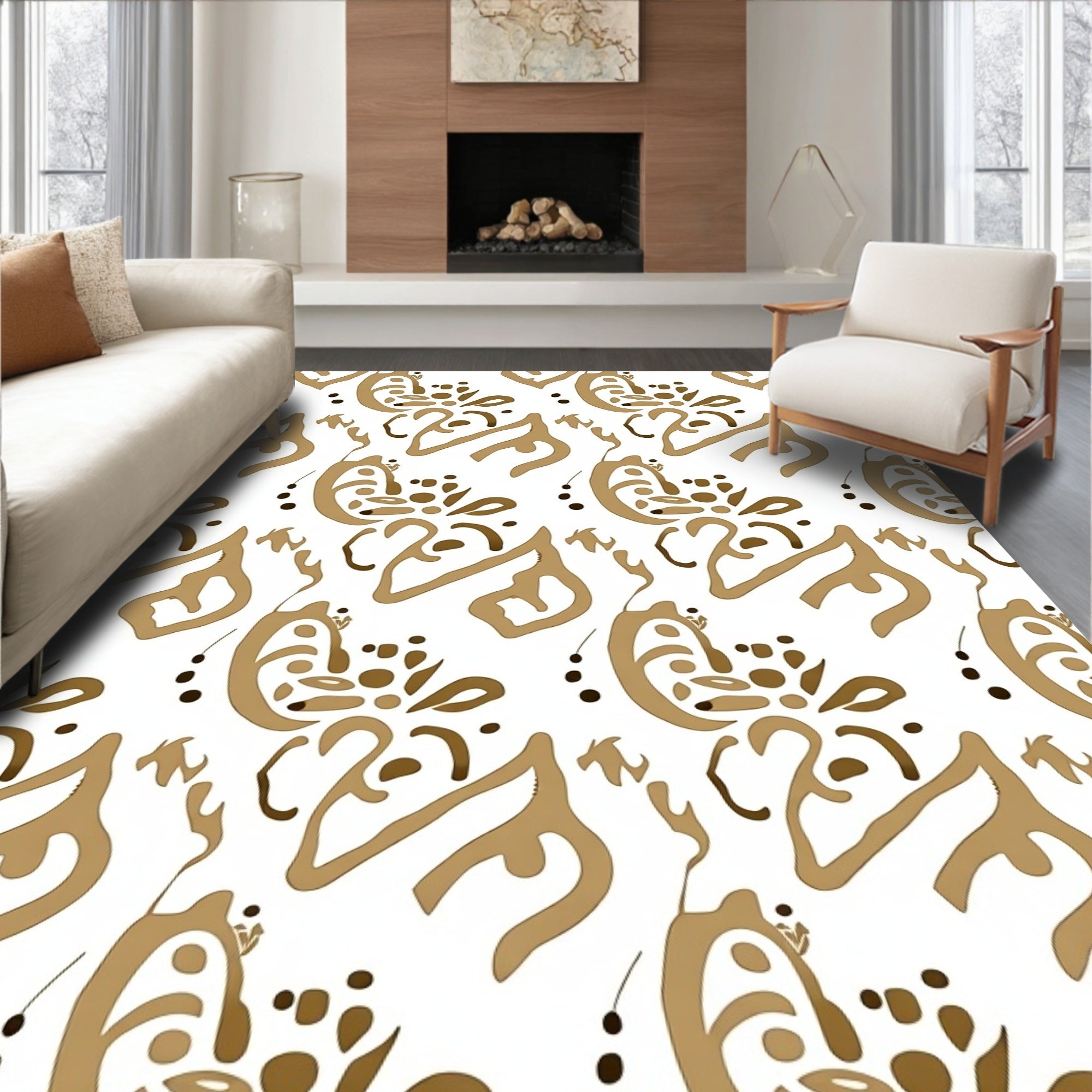 Abstract Earthy Swirl Pattern Rug