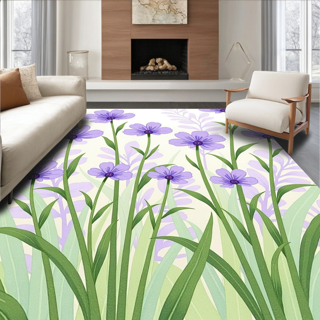 Purple Floral Meadow Design Rug