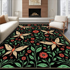 Vintage Butterfly and Floral Pattern Rug