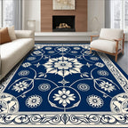Elegant Floral Scroll Patterned Rug