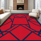 Modern Red Geometric Pattern Rug