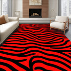 Vibrant Red Black Zebra Stripes Rug