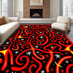 Abstract Red Yellow Swirls Rug