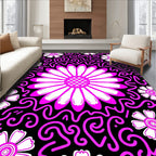 Bold Pink Floral Swirl Pattern Rug