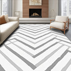 Modern Gray Geometric Chevron Pattern Rug