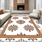 Rustic Floral Medallion Bordered Rug